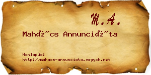 Mahács Annunciáta névjegykártya